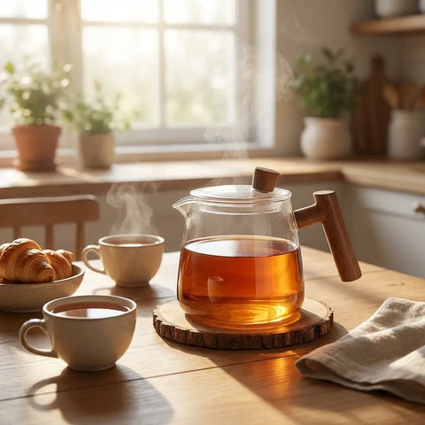 Borosilicate Glass Teapot | Infuser & Wooden Handle