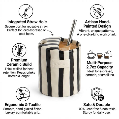 Retro Striped Ceramic Coffee Mug