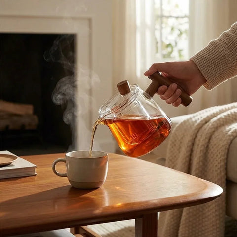 Borosilicate Glass Teapot | Infuser & Wooden Handle