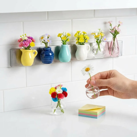Roselle Ceramic Mini Vase Magnets – Decorative Fridge Magnets
