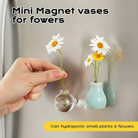 Roselle Ceramic Mini Vase Magnets – Decorative Fridge Magnets