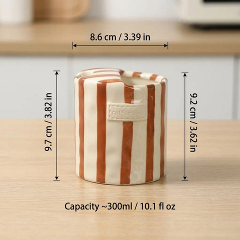 Retro Striped Ceramic Coffee Mug