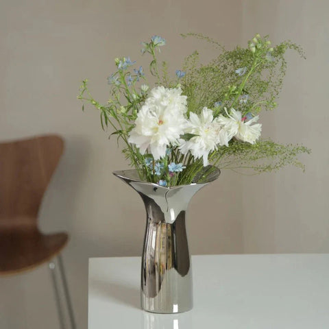 SilverLuxe Modern Geometric Ceramic Flower Vase