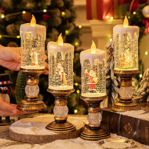 Festive LED Candle Light – Glittering Christmas Decoration