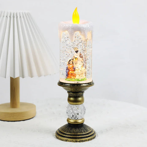 Festive LED Candle Light – Glittering Christmas Decoration