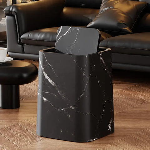 Marble Design Trash Can – 360° Swivel Lid