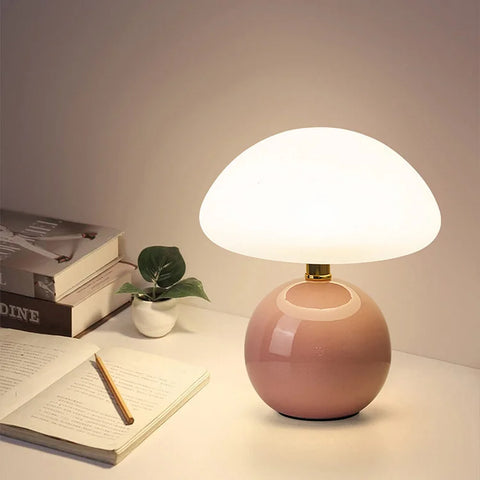 French Cream Mushroom Ceramic Table Lamp