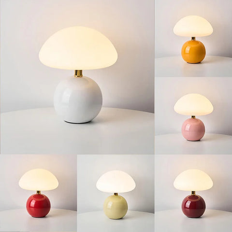 French Cream Mushroom Ceramic Table Lamp
