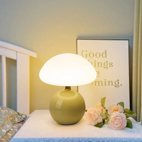 French Cream Mushroom Ceramic Table Lamp