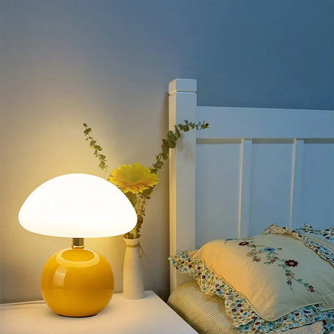 French Cream Mushroom Ceramic Table Lamp