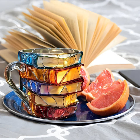 Resin Coffee Mug – Colorful 3D Book Stack Design