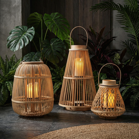 Rattan Flameless Candle Lantern | Outdoor & Tabletop