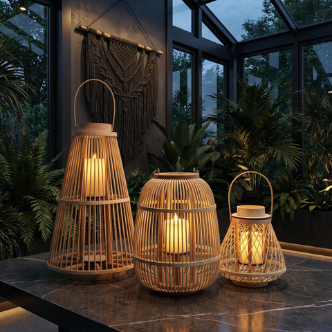 Rattan Flameless Candle Lantern | Outdoor & Tabletop