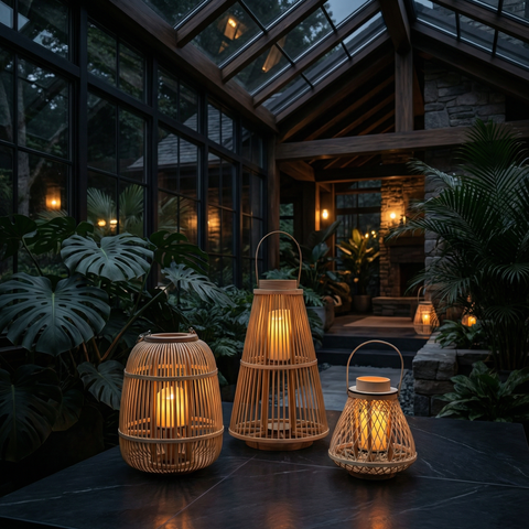 Rattan Flameless Candle Lantern | Outdoor & Tabletop