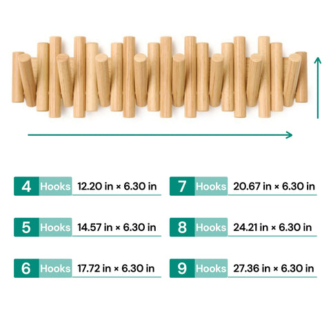 Wooden Wall Coat Rack – Fold-Down Hook Organizer