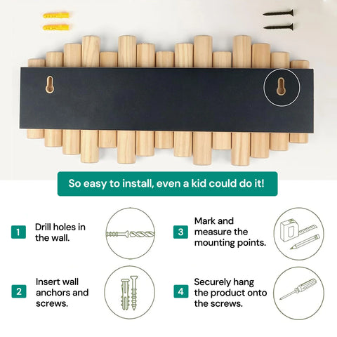 Wooden Wall Coat Rack – Fold-Down Hook Organizer