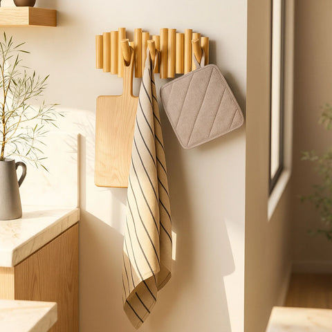 Wooden Wall Coat Rack – Fold-Down Hook Organizer