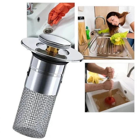 Odor Isolation Pop-Up Sink Stopper – With Built-In Strainer