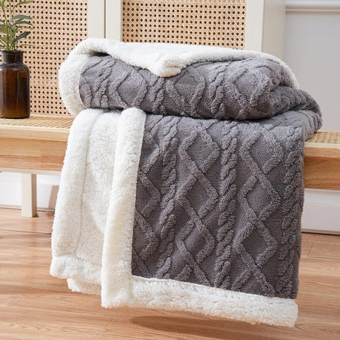 Sherpa Fleece Blanket Throw  Ultra Soft Plush Sofa & Bed Blanket