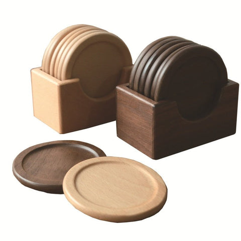 Japanese Style Wooden Coaster Set – 6 Piece