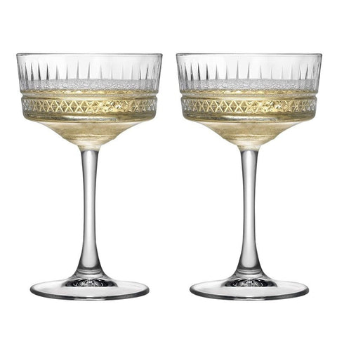 Set of 2 Blown Glass Cocktail Glasses