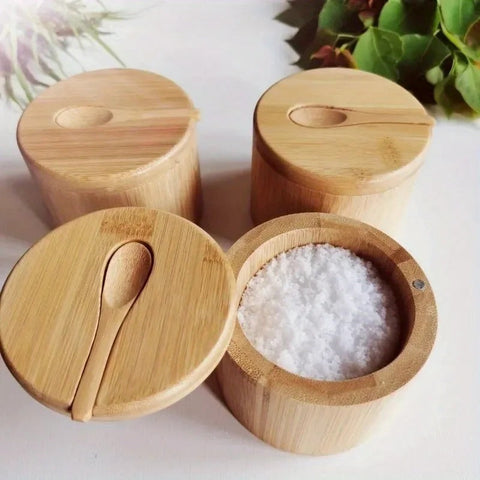 Bamboo Spice Box with Lid and Spoon - Nomi