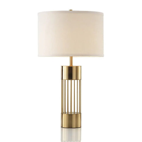 Brass Table Lamp with Linen Shade – Nordic Elegant Design