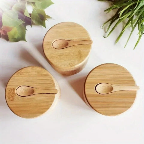 Bamboo Spice Box with Lid and Spoon - Nomi