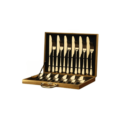 Gold Stainless Steel Cutlery Set – Polished Teardrop Design