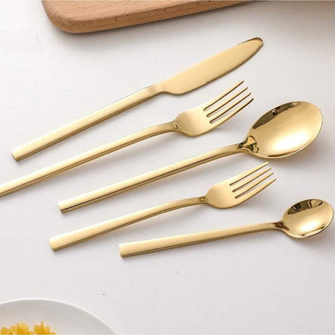 Modern Gold Cutlery Set – 30 Pc Stainless Steel Tableware