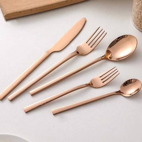 Modern Gold Cutlery Set – 30 Pc Stainless Steel Tableware