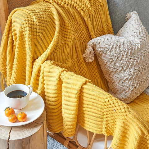 Solid Sofa Knitted Blanket for Cozy Comfort