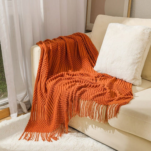 Solid Sofa Knitted Blanket for Cozy Comfort