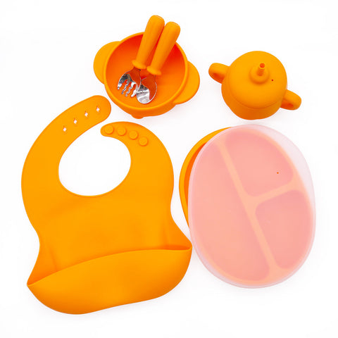 Silicone Pumpkin Feeding Set – 6 Pc Baby Weaning Kit