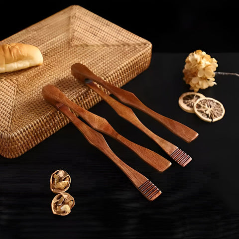 Natural Wood Kitchen Tongs – Heat Resistant