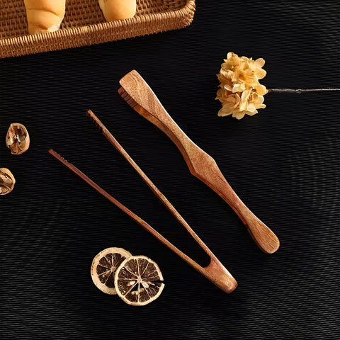 Natural Wood Kitchen Tongs – Heat Resistant