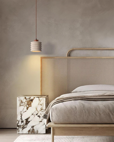 Vaguella Pendant Light – Wavy Ceramic Shade with Japandi Bedside Glow