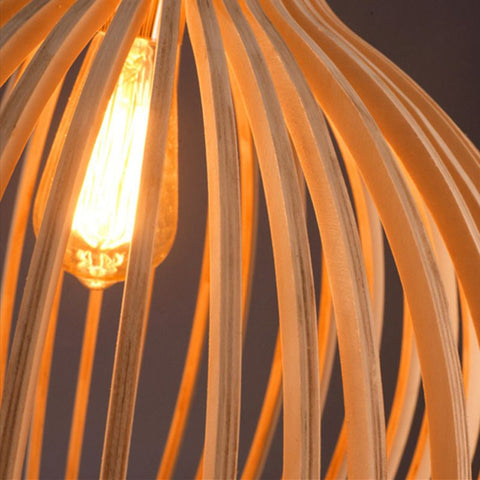 Geometric Pendant Light | Wood Finish Ceiling Light
