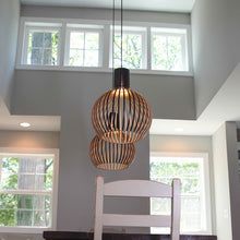 Geometric Pendant Light | Wood Finish Ceiling Light