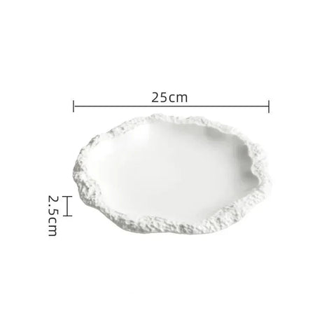 Ceramic Serving Plate – Rock Pattern Edged Design