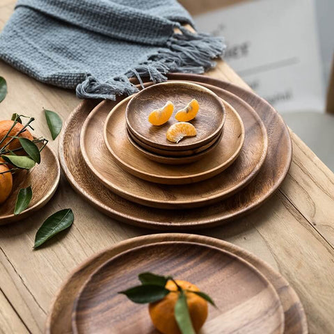 Acacia Wood Plates | 4-Piece Serving Set