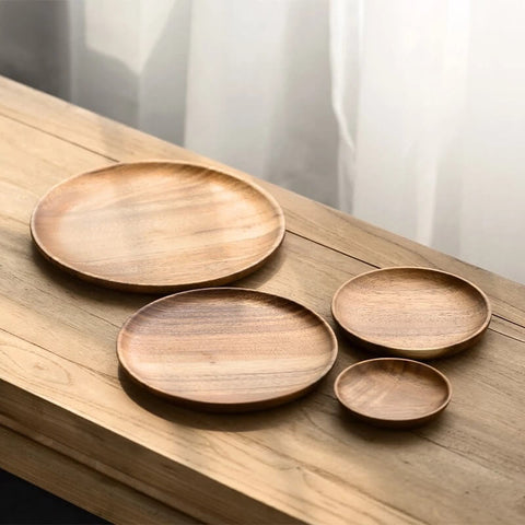 Acacia Wood Plates | 4-Piece Serving Set