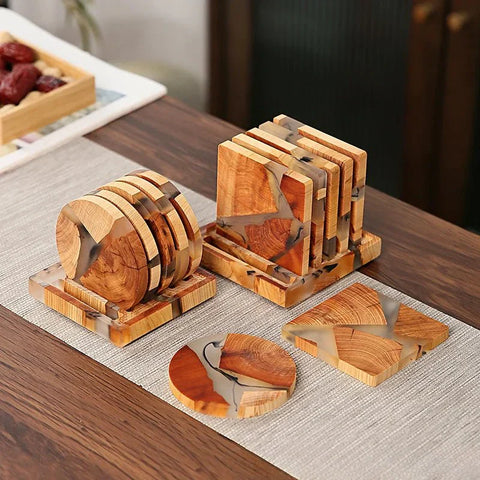 6-Piece Solid Wood Coasters Set