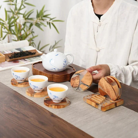 6-Piece Solid Wood Coasters Set