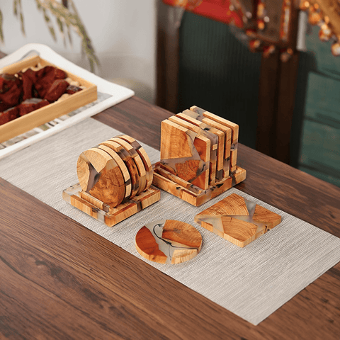 6-Piece Solid Wood Coasters Set