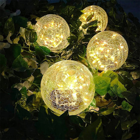 Cracked Glass Solar Globe Lamp | Waterproof Garden Path