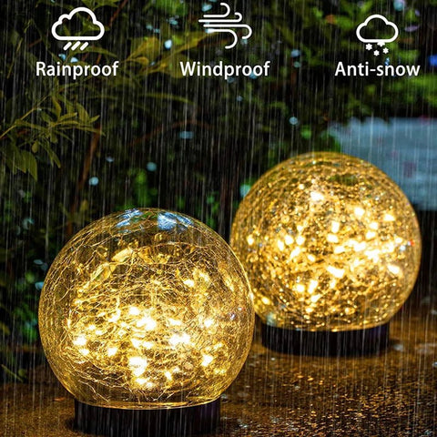 Cracked Glass Solar Globe Lamp | Waterproof Garden Path