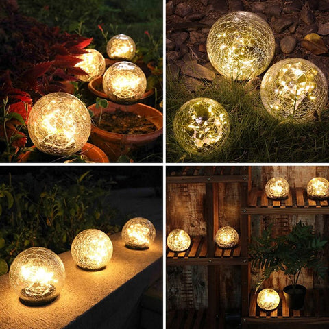 Cracked Glass Solar Globe Lamp | Waterproof Garden Path