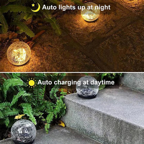 Cracked Glass Solar Globe Lamp | Waterproof Garden Path