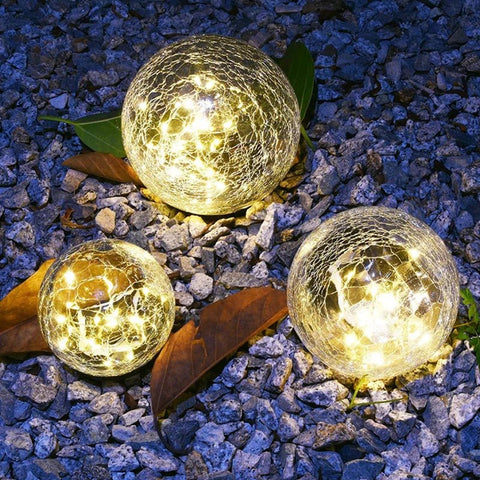 Cracked Glass Solar Globe Lamp | Waterproof Garden Path